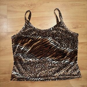 Vintage Animal Print Velvet Tank Top